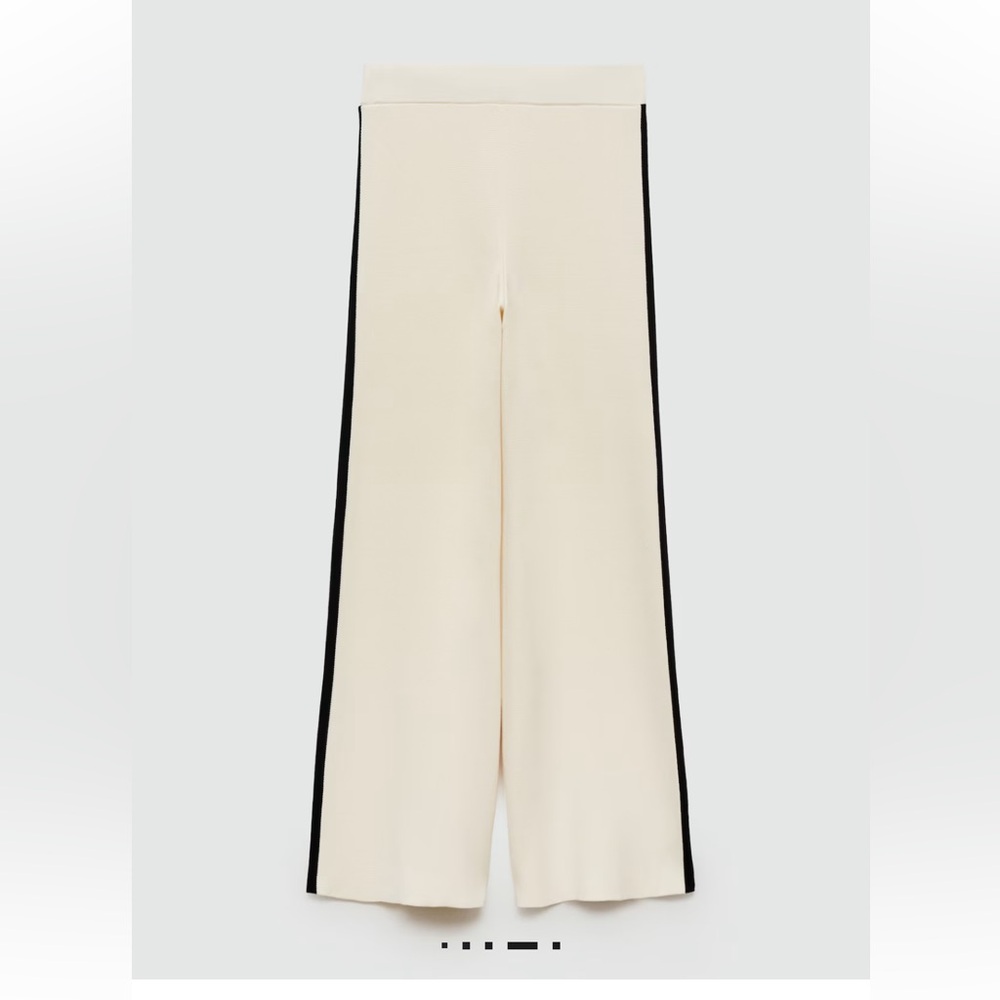 Mango Striped Knitted Cream Trousers, new with tags - Picture 3 of 8